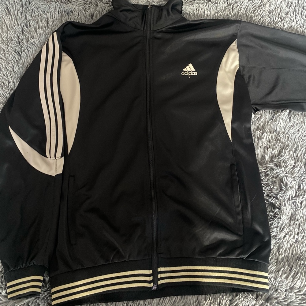 Vintage Black Satin Adidas Bomber Jacket